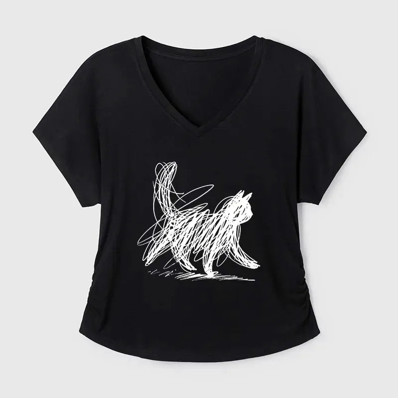 Trendy Japanese Cat T-Shirt for Daily Wear