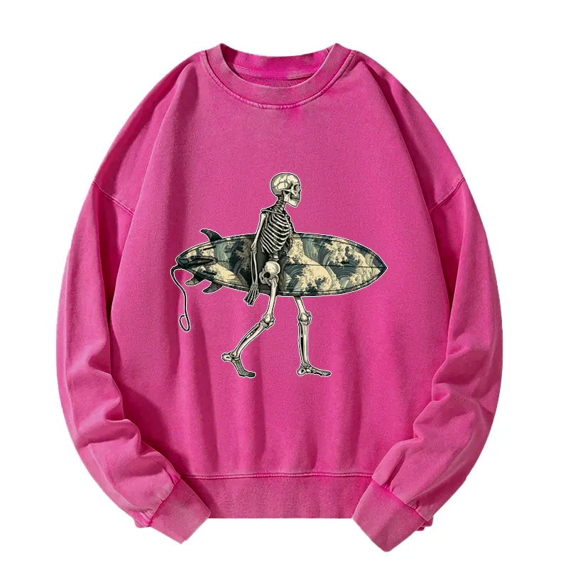 japanese skeleton surfing sweatshirt