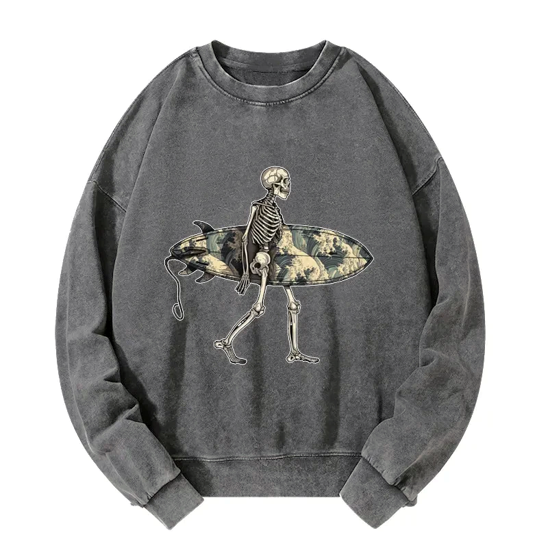japanese skeleton surfing sweatshirt