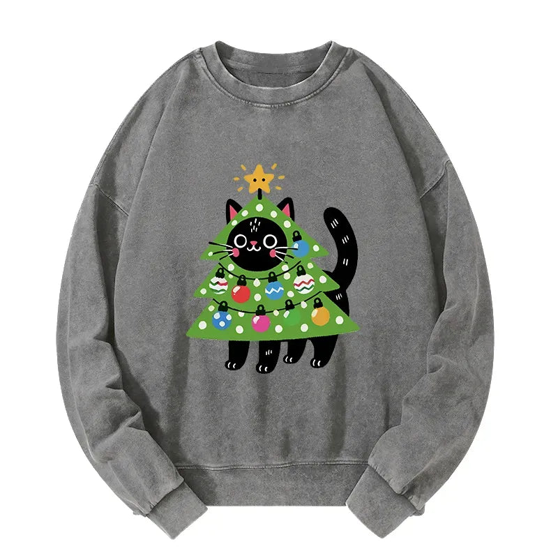 Japanese Cat Washed Sweatshirt Gift Idea