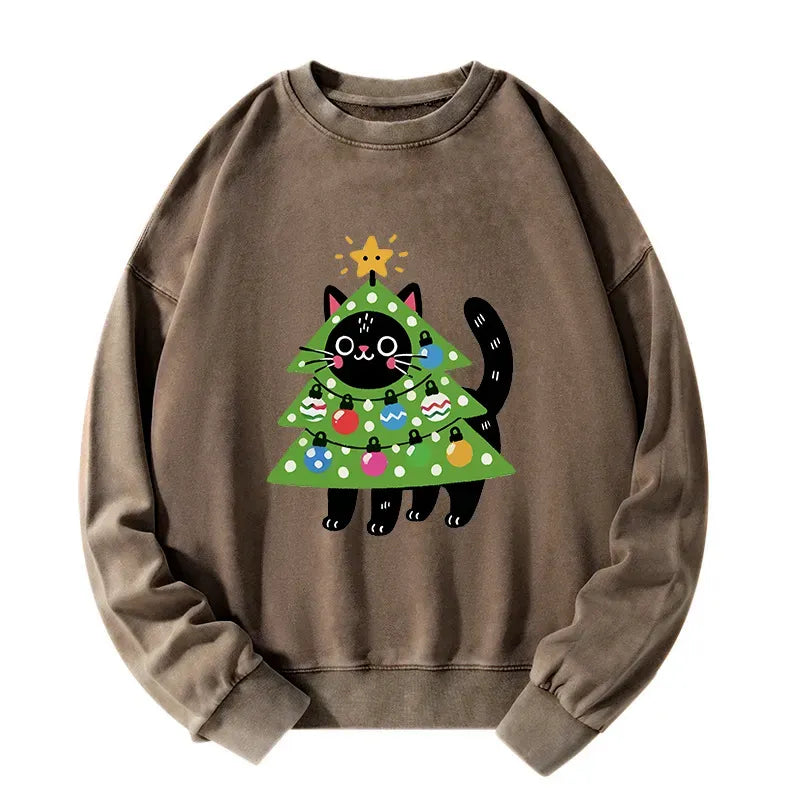 Japanese Cat Washed Sweatshirt Gift Idea