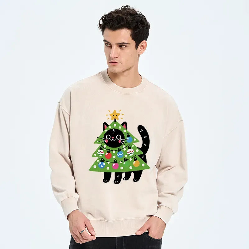 Japanese Cat Washed Sweatshirt Gift Idea
