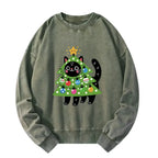 Japanese Cat Washed Sweatshirt Gift Idea