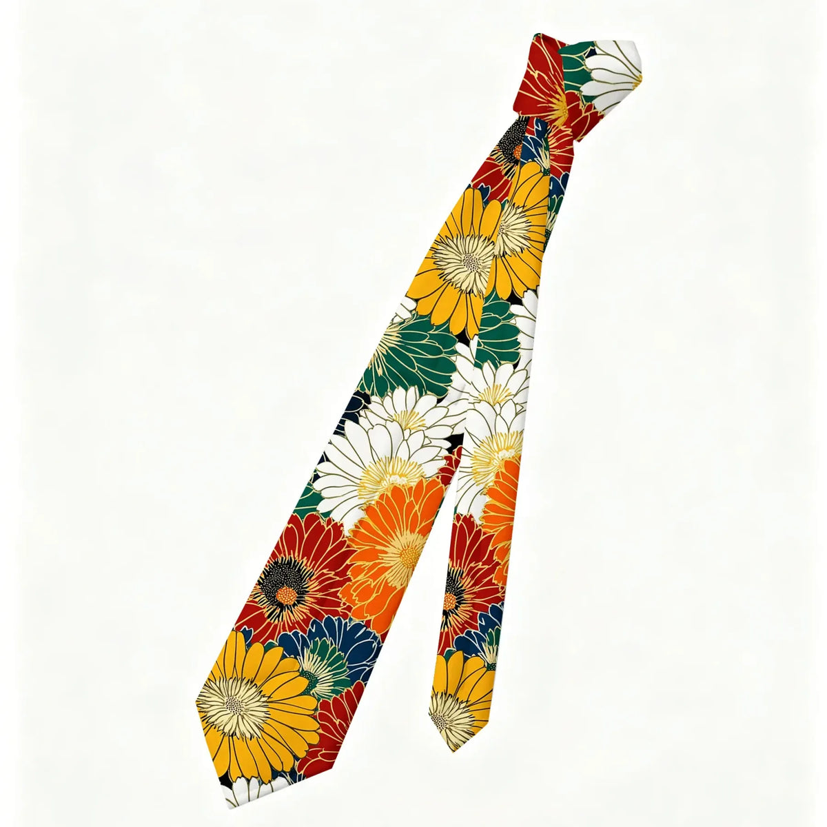 Kyoto-Lion Colorful Chrysanthemums Necktie