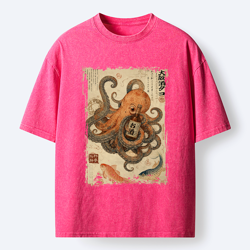 Kyoto-Lion Osaka Sake & Octopus Washed T-Shirt