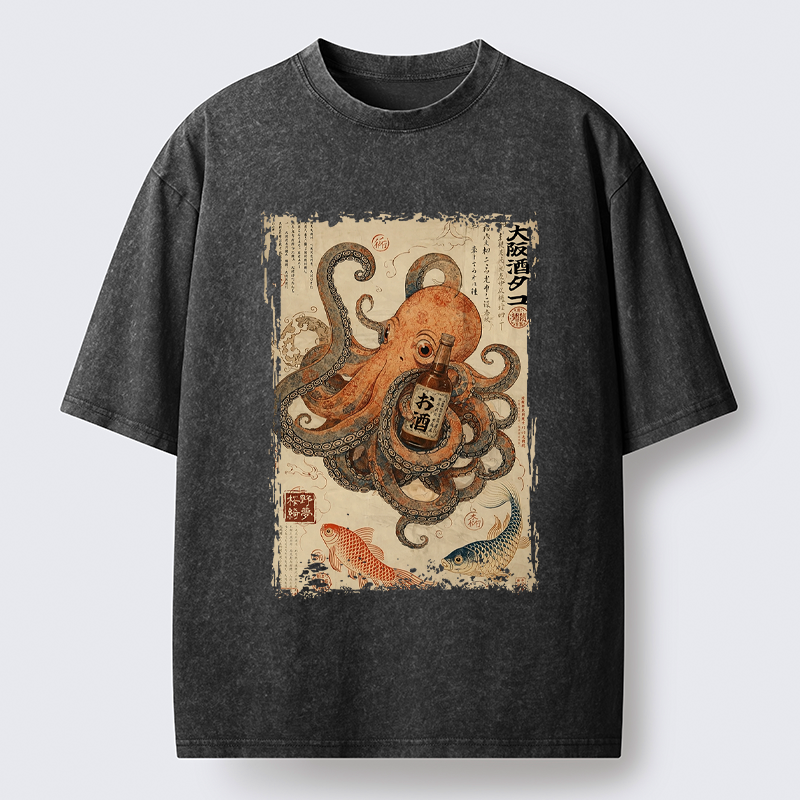 Kyoto-Lion Osaka Sake & Octopus Washed T-Shirt
