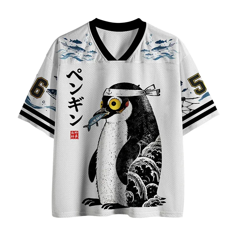 Kyoto-Lion Penguin Samurai Funny Mesh Jersey