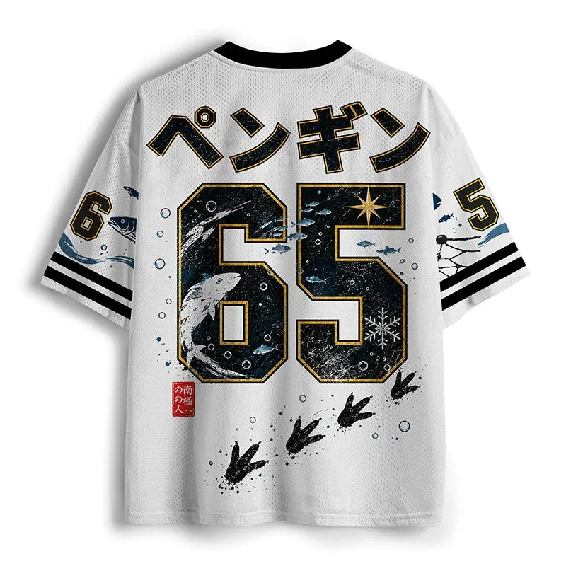 Kyoto-Lion Penguin Samurai Funny Mesh Jersey