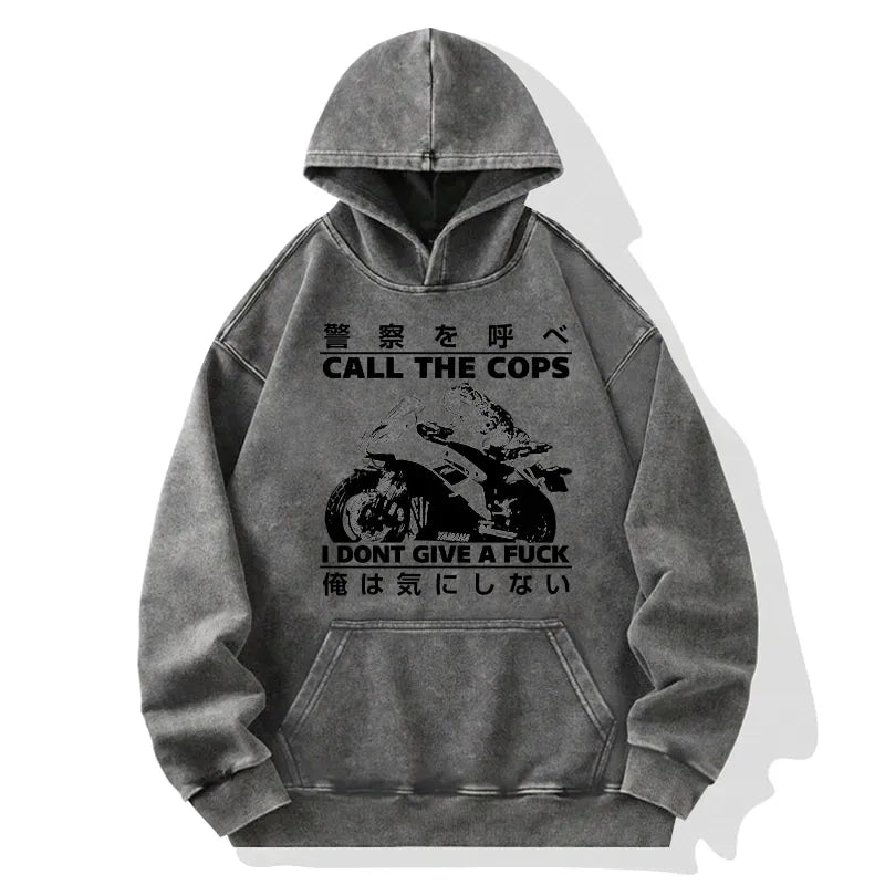 Kyoto-Lion Funny Frog Riding A Motorcycle Washed Hoodie