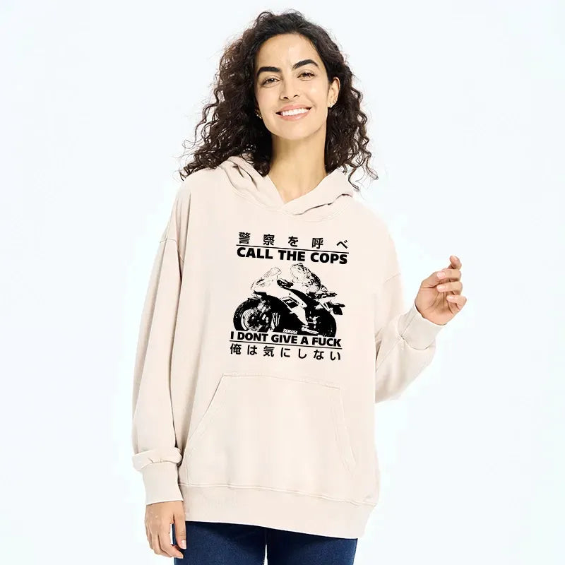 Kyoto-Lion Funny Frog Riding A Motorcycle Washed Hoodie