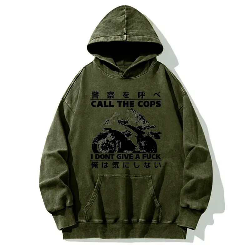 Kyoto-Lion Funny Frog Riding A Motorcycle Washed Hoodie