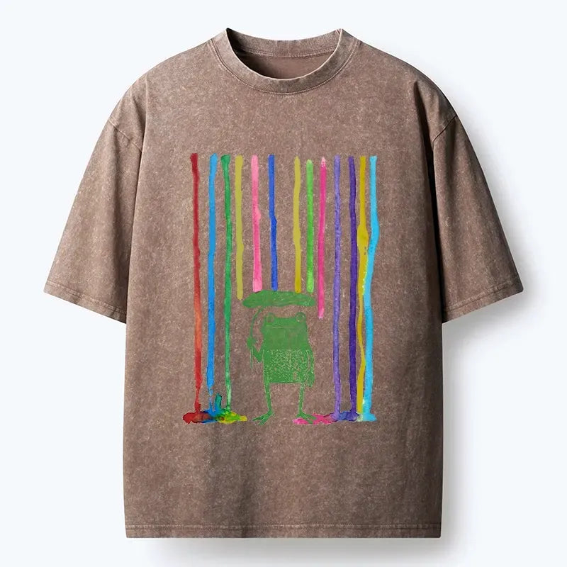 washed rainbow frog vintage tee
