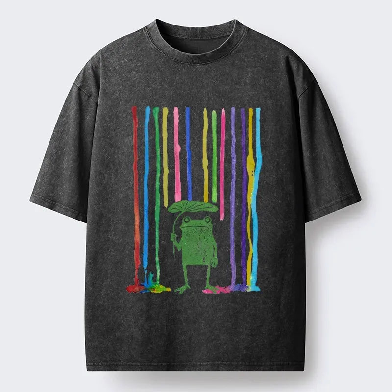 washed rainbow frog vintage tee