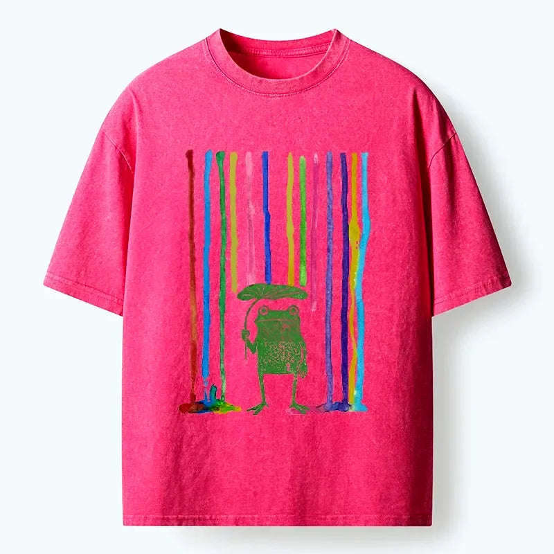 washed rainbow frog vintage tee