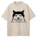 Washed Cat T-Shirt for Daily Wear