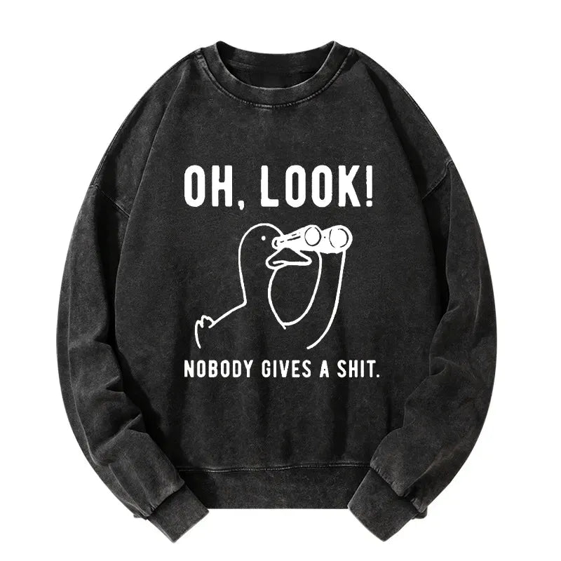 Funny Duck Washed Sweatshirt for Daily Wear