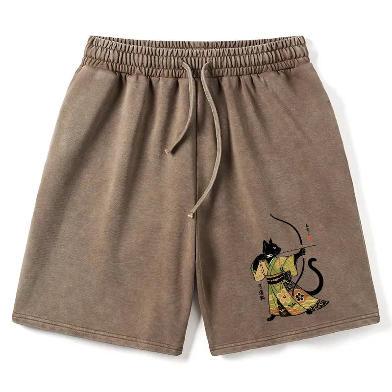 Kyoto-Lion Japan Cat Archery Washed Shorts