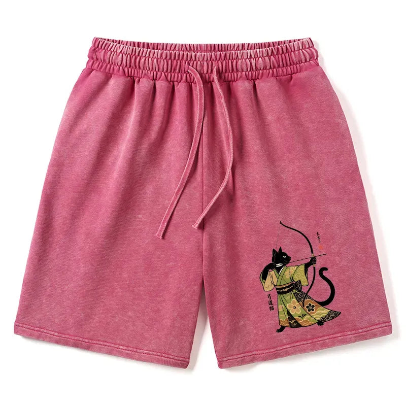 Washed Cat Archery Shorts for Daily Wear
