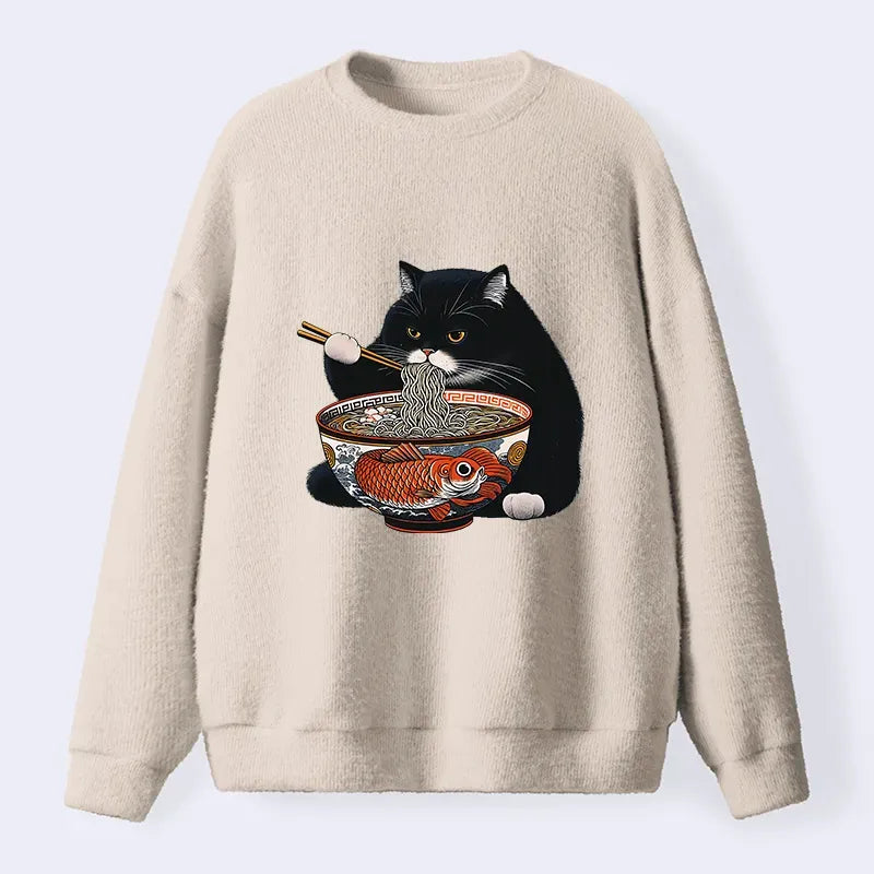 Fuzzy Cat Ramen Sweatshirt for Daily Wear