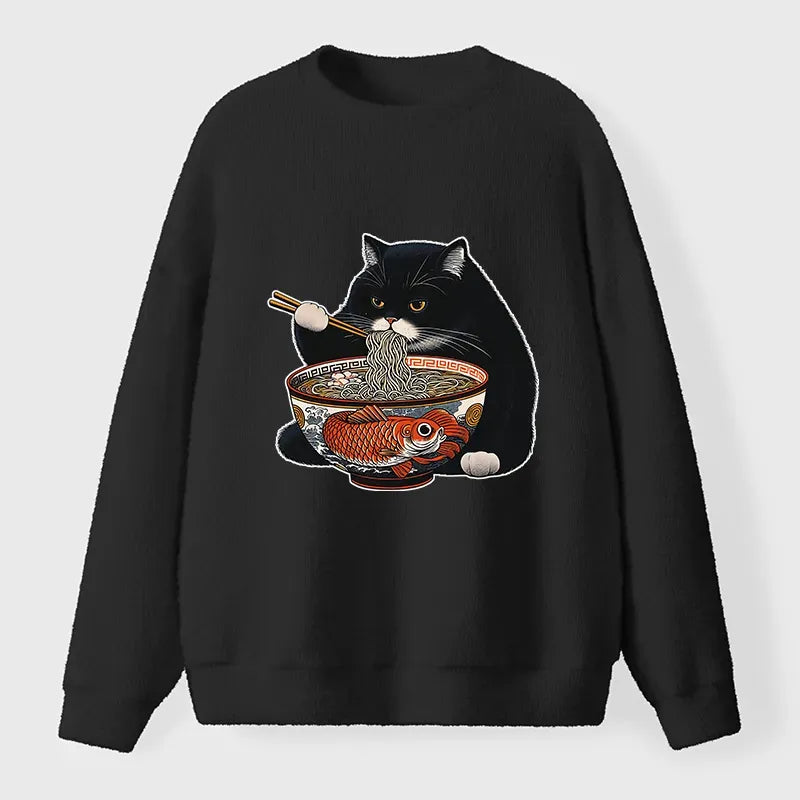 Funny Cat Eating Ramen Unisex Sweatshirt
