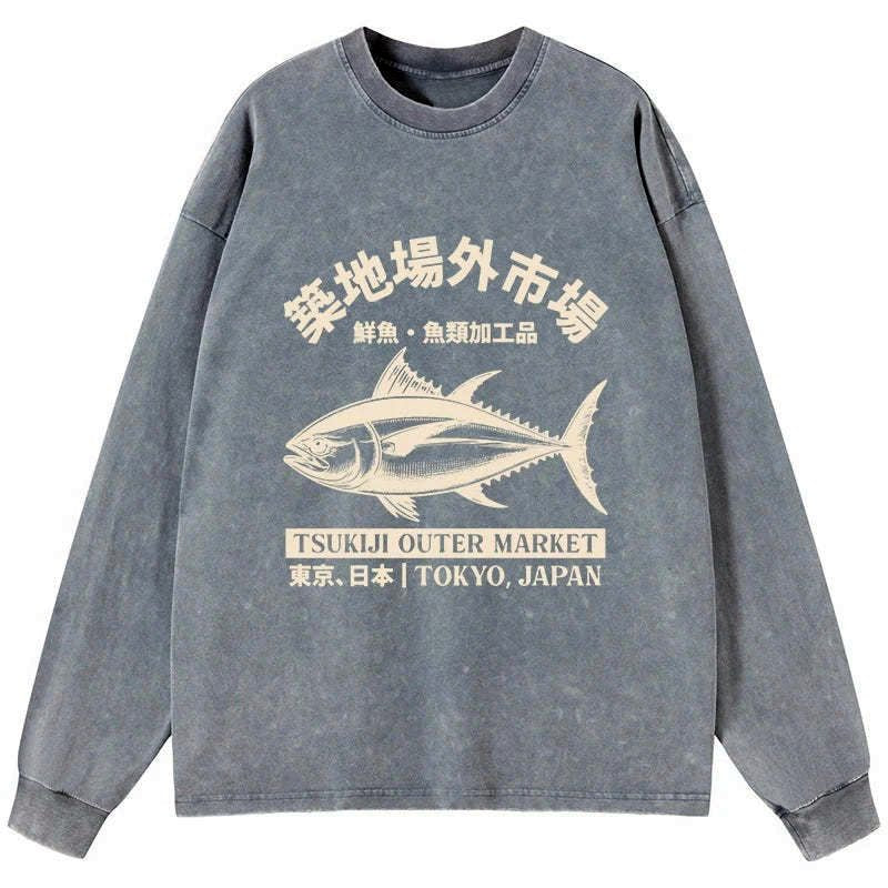 Japanese Vintage Long Sleeve T-Shirt for Streetwear