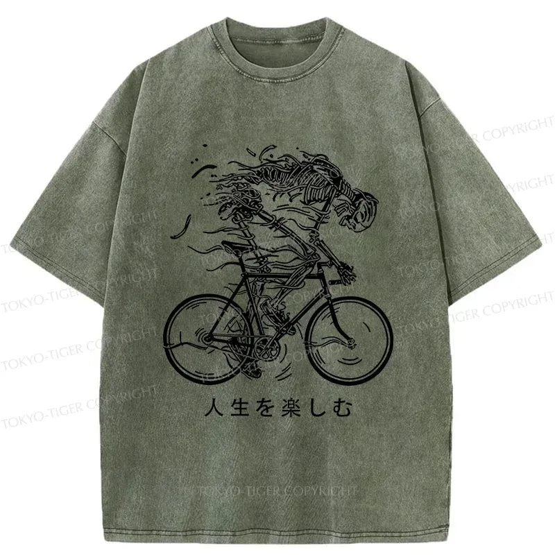 Vintage Kyoto lion skeleton bicycle tee for daily wear