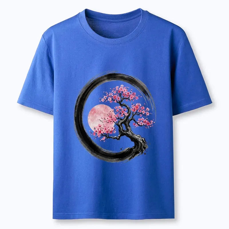 Unisex Cotton Tee with Mount Fuji Design