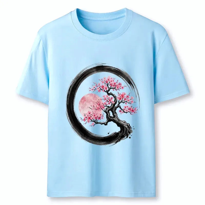 Kyoto-Lion Zen Sakura Tree With Pink Moon Classic T-Shirt