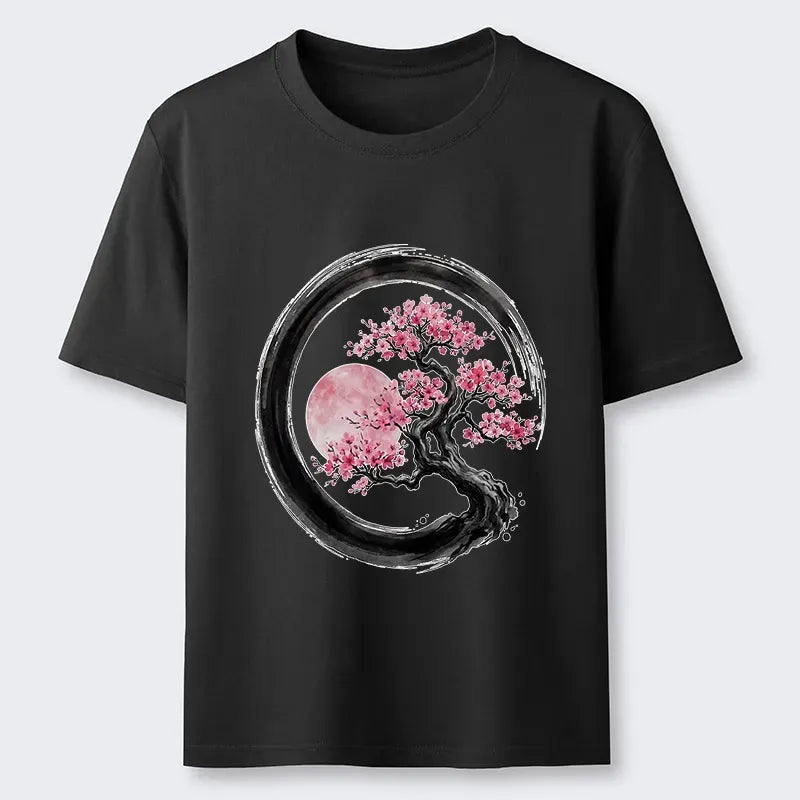 Unisex Cotton Tee with Mount Fuji Design