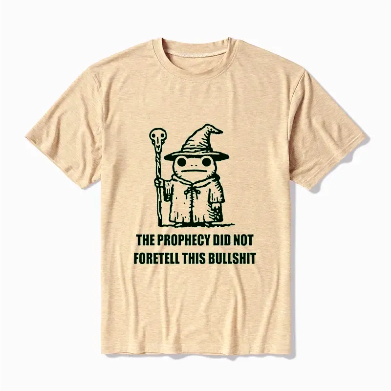Kyoto-Lion Funny Meme Wizard Frog Weird Prophecy Cotton Blend T-Shirt