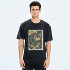 Kyoto-Lion Woodcut Tiger Washed T-Shirt