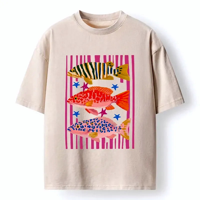 Colorful Patterned Fish T-Shirt for Men