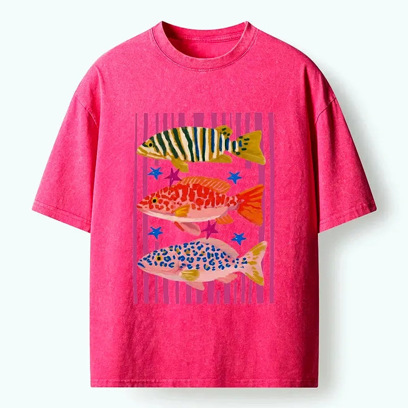 Colorful Patterned Fish T-Shirt for Men