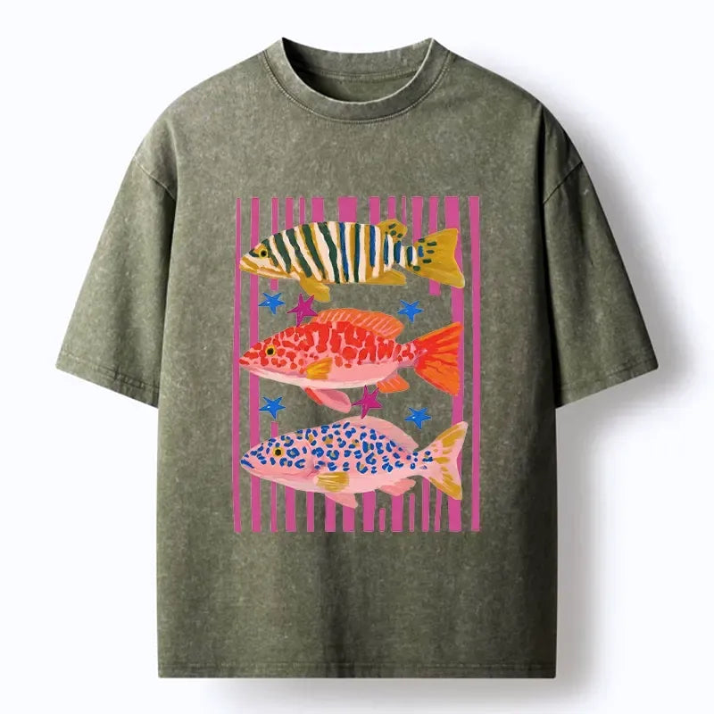 Colorful Patterned Fish T-Shirt for Men