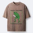 Kyoto-Lion Frog Holding A Knife Japan Washed T-Shirt