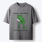 Kyoto-Lion Frog Holding A Knife Japan Washed T-Shirt