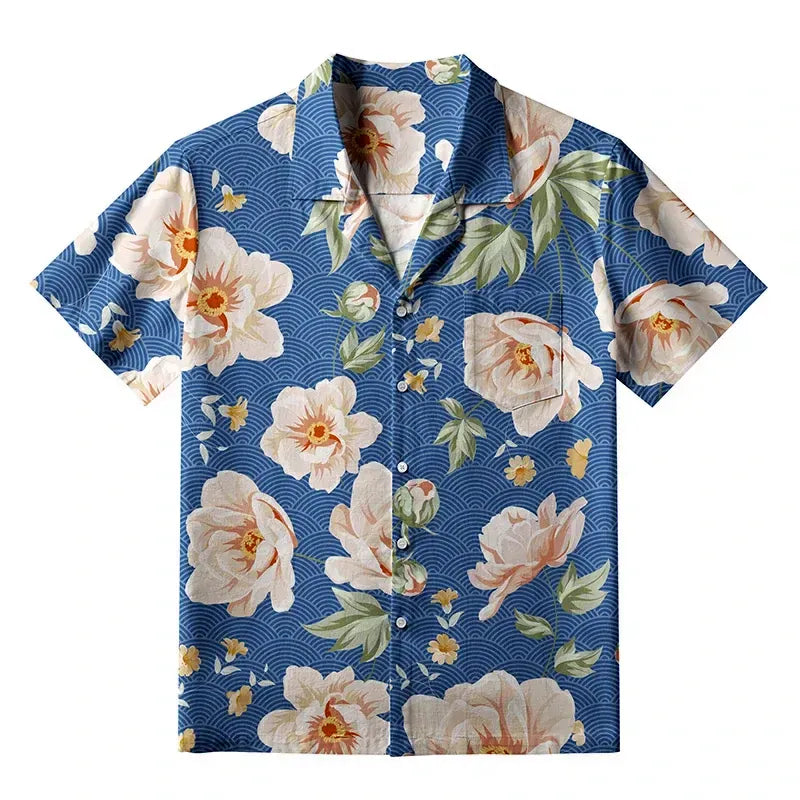 Vintage Kyoto lion floral shirt for vacation