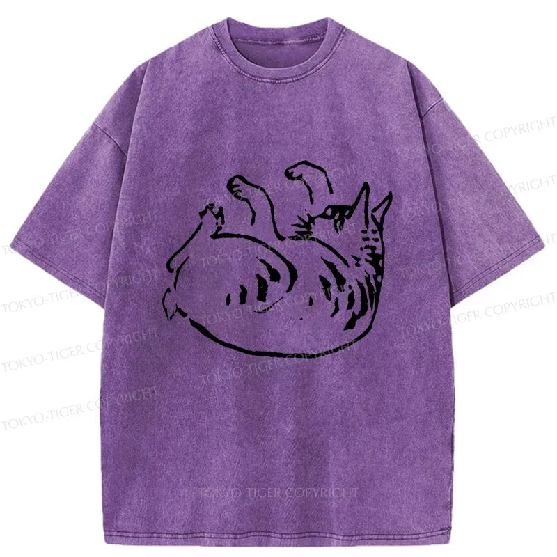 Sleeping Cat Japan Washed T-Shirt