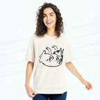 Washed Unisex Cat T-Shirt for Summer