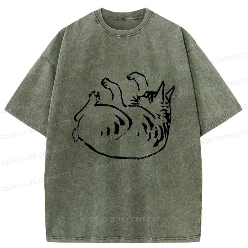 Japanese Vintage Cat T-Shirt for Daily Wear
