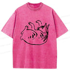 Kyoto-Lion Sleeping Cat Japan Washed T-Shirt