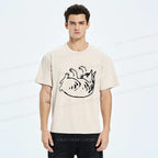 Washed Unisex Cat T-Shirt for Summer