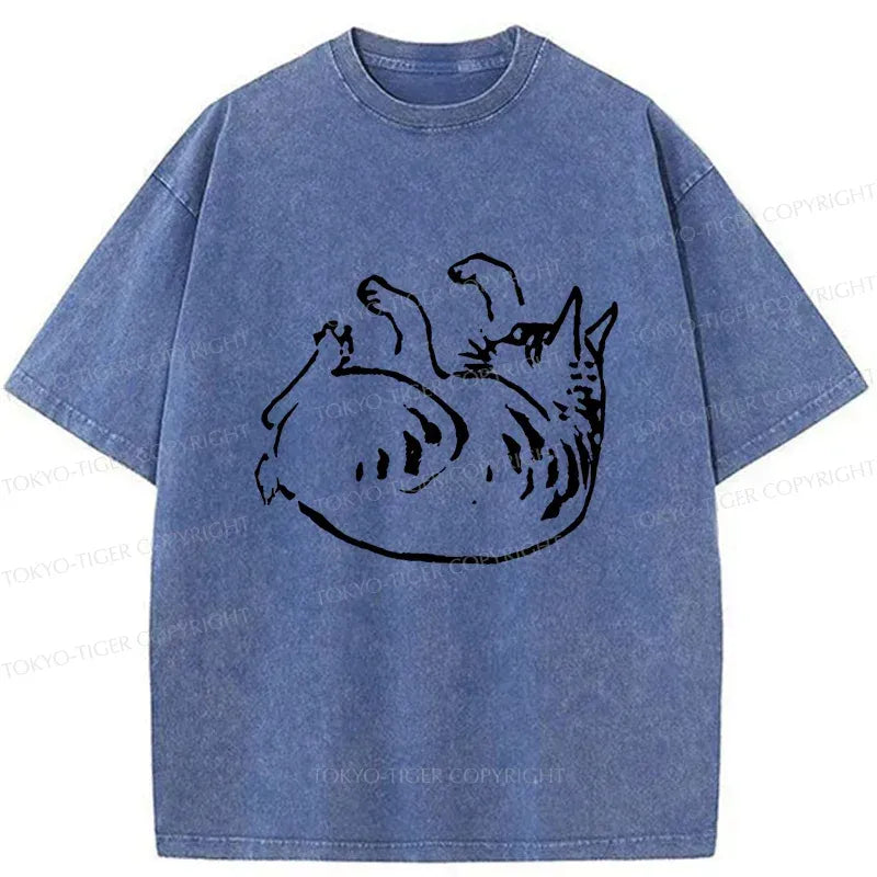 Sleeping Cat Japan Washed T-Shirt