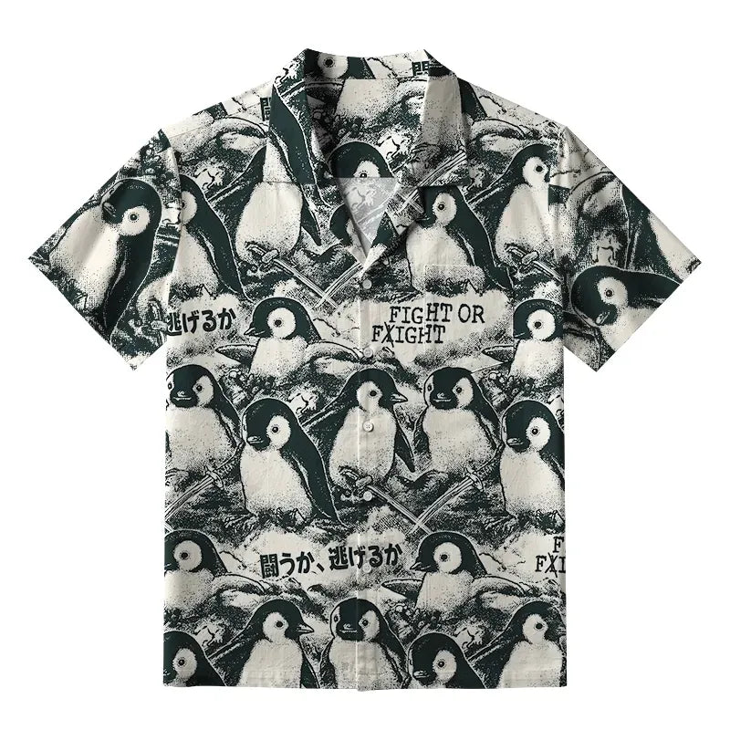 Japanese Aloha Shirt with Samurai Sword