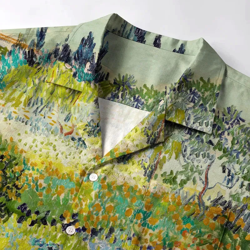 Kyoto-Lion Black Cat In The Flower Field Aloha Hawaiian Shirt