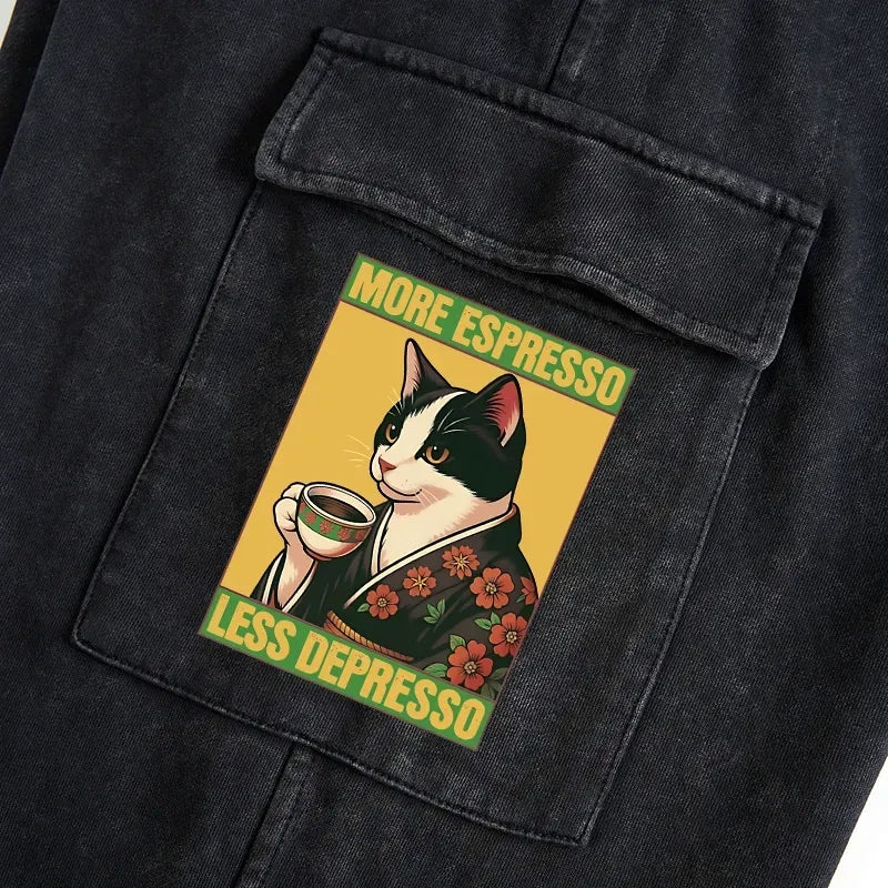 Tuxedo Cat Coffee Sweatpants for Lounge