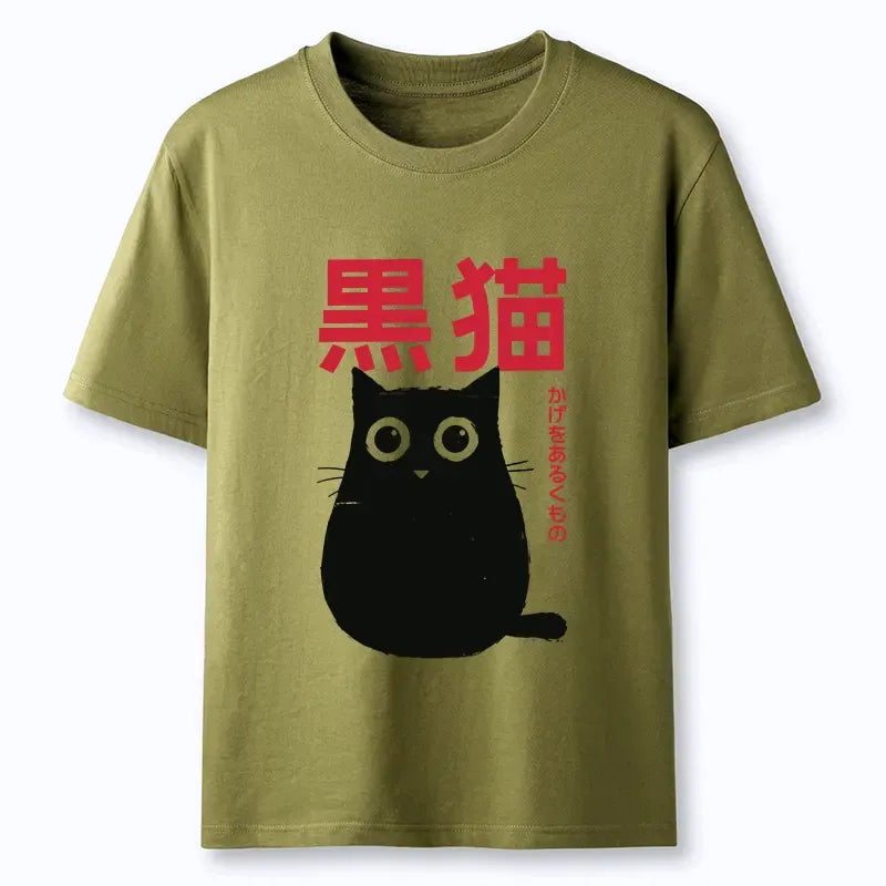 Best Seller Japanese round black cat tee
