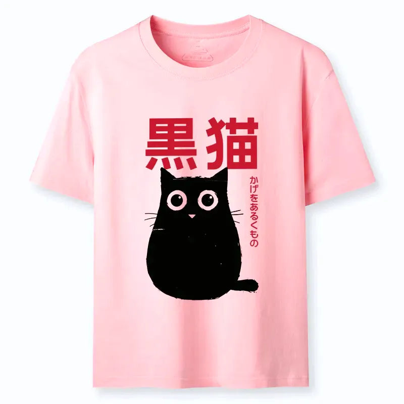 Best Seller Japanese round black cat tee