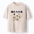 Black Belt Washed Cat Tee for Streetwear