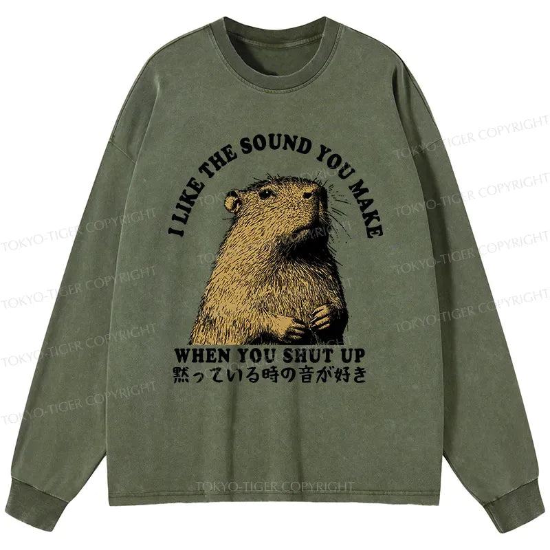Kyoto-Lion I Like The Sound Of Silence Washed Long Sleeve T-Shirt